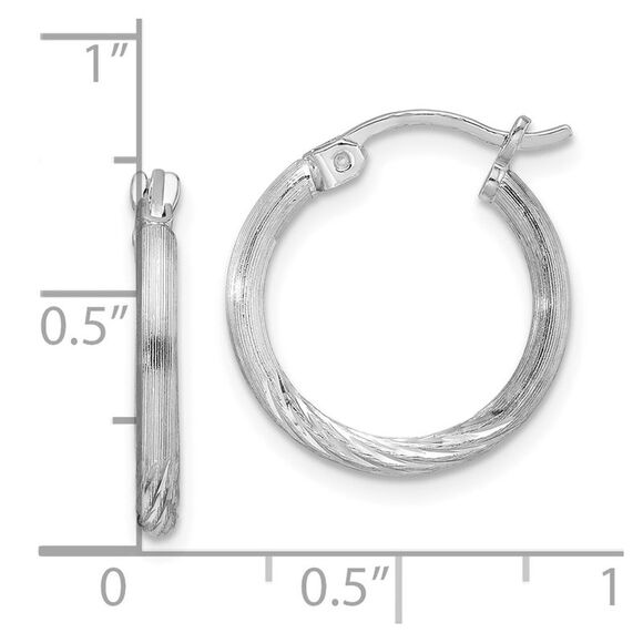 2mm, Satin, Diamond Cut Sterling Silver Hoops - 17mm (5/8 Inch)